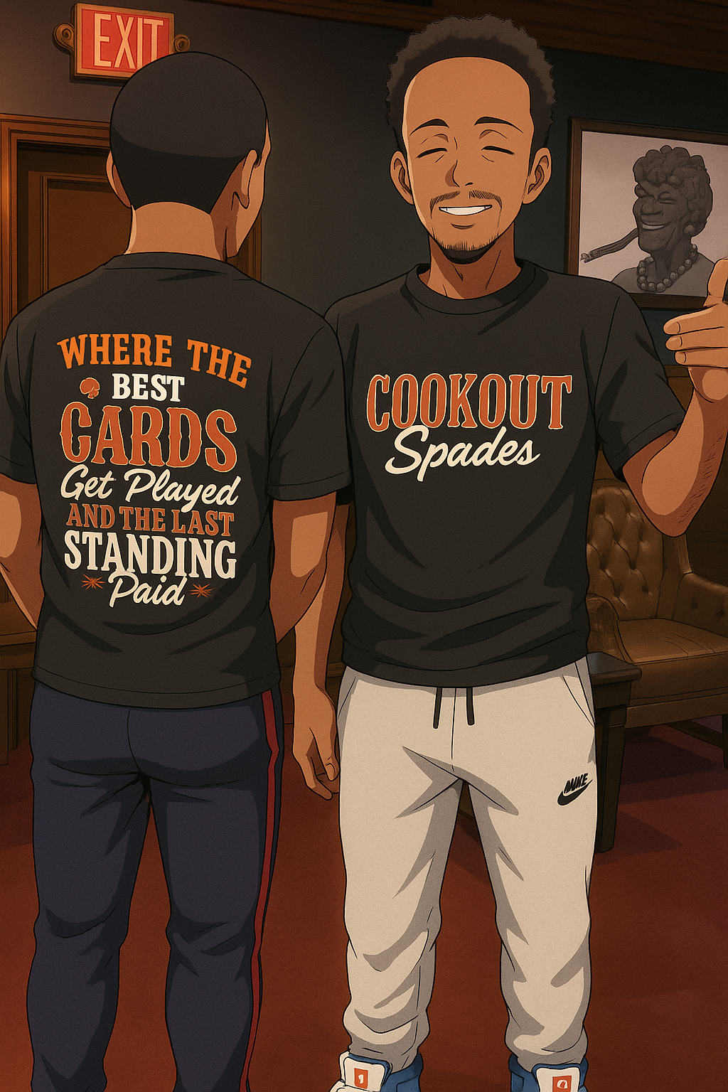 Cookout Spades T-Shirt with Writing on the back